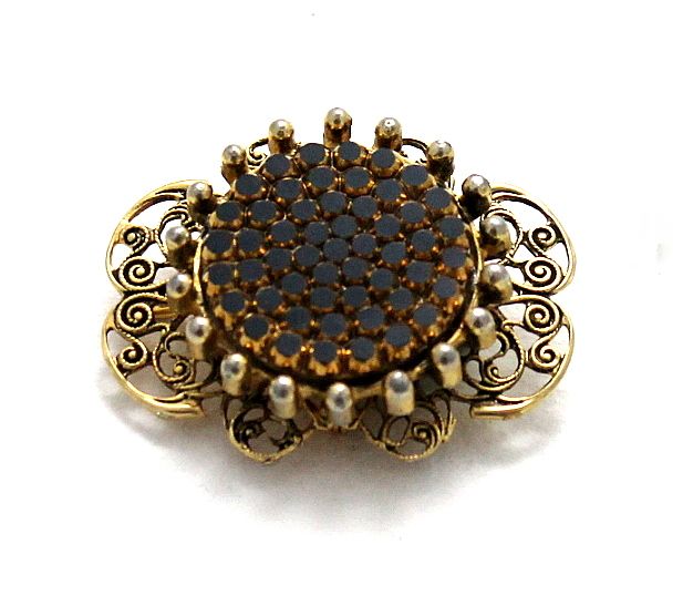 Unique Vintage French Filigree Pave Set Dimensional Brooch / Pendant Unique Vintage French Filigree Pave Set Dimensional Brooch / Pendant