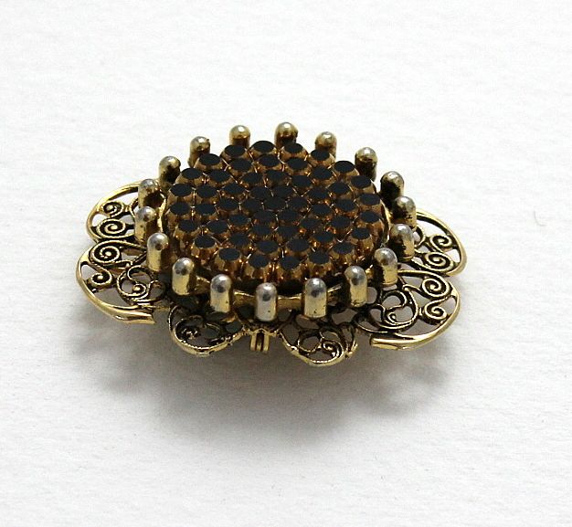 Unique Vintage French Filigree Pave Set Dimensional Brooch / Pendant Unique Vintage French Filigree Pave Set Dimensional Brooch / Pendant