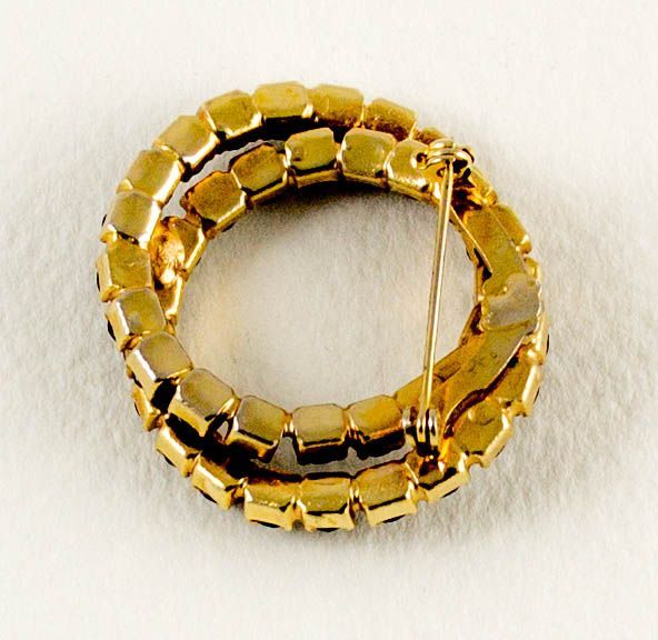 Classic Vintage Black Rhinestone Double Circle Eternity Brooch / Pin Classic Vintage Black Rhinestone Double Circle Eternity Brooch / Pin