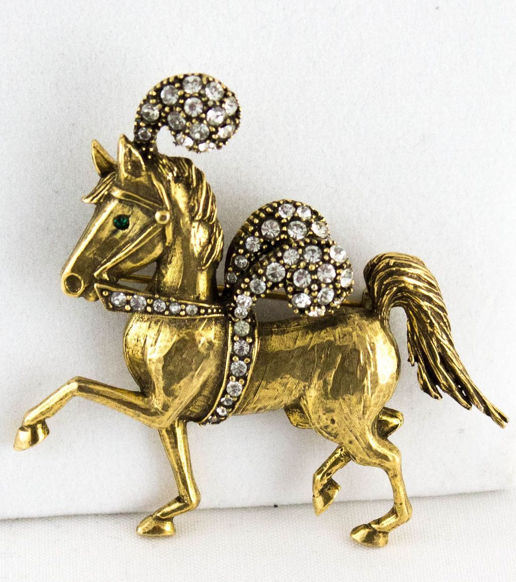 Fabulous Vintage Jeanne Rhinestone Horse Figural Brooch / Pin Fabulous Vintage Jeanne Rhinestone Horse Figural Brooch / Pin
