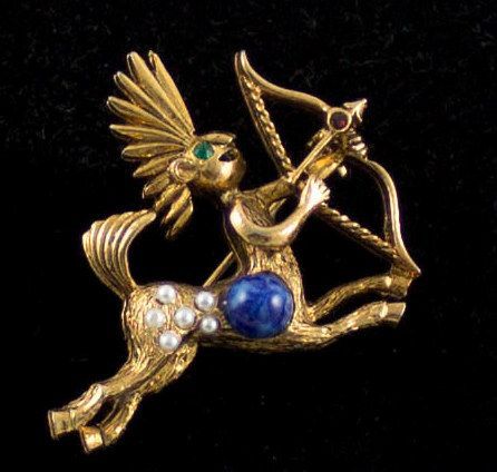 Charming Simulated Pearl Zodiac Sagittarius Figural Pin /Brooch Charming Simulated Pearl Zodiac Sagittarius Figural Pin /Brooch