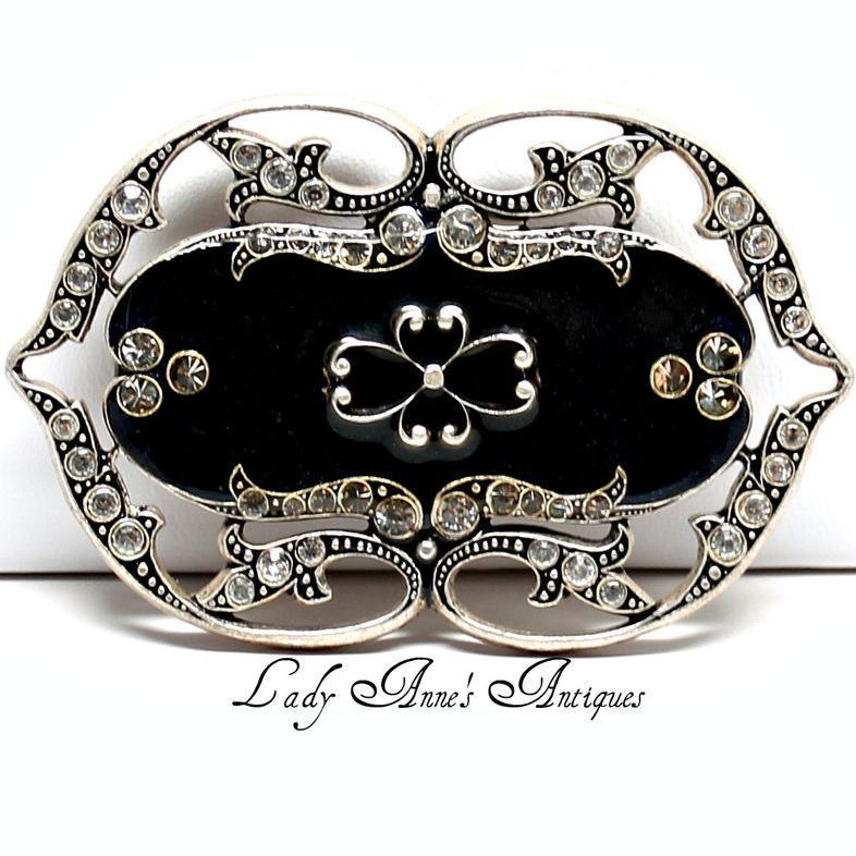Vintage Catherine Popesco Art Deco Style Flower Enamel Rhinestone Brooch / Pin Vintage Catherine Popesco Art Deco Style Flower Enamel Rhinestone Brooch / Pin