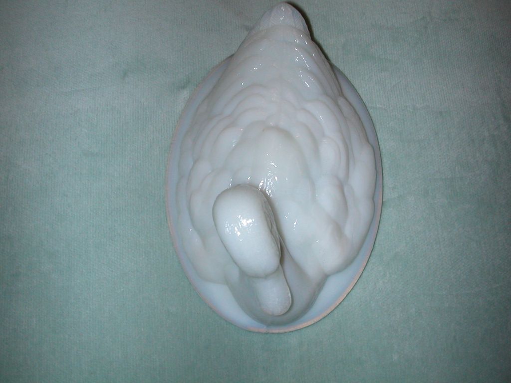 Duck On Reed Base Milk Glass Covered Dish. Duck On Reed Base Milk Glass Covered Dish.
