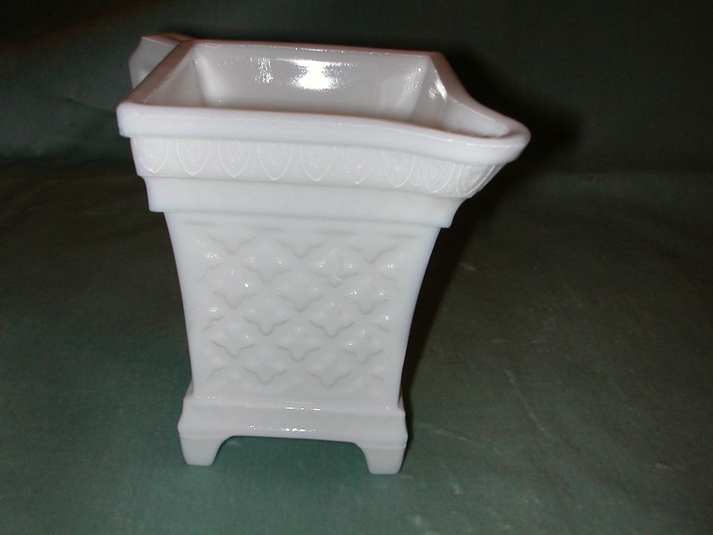 Roman Cross Milk Glass Footed Creamer. Roman Cross Milk Glass Footed Creamer.
