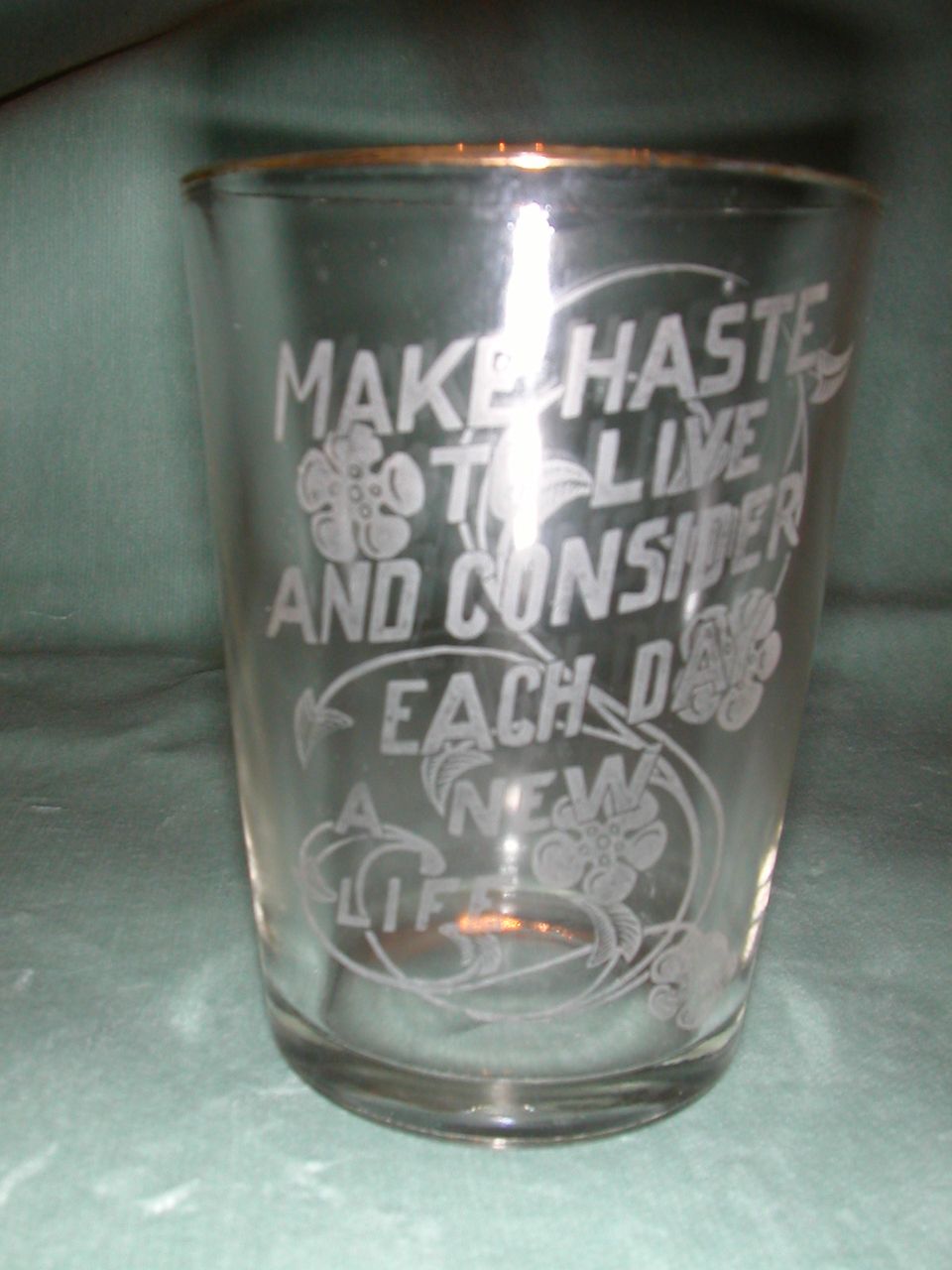 Crystal Etched "New Life" Motto Tumbler. Crystal Etched "New Life" Motto Tumbler.