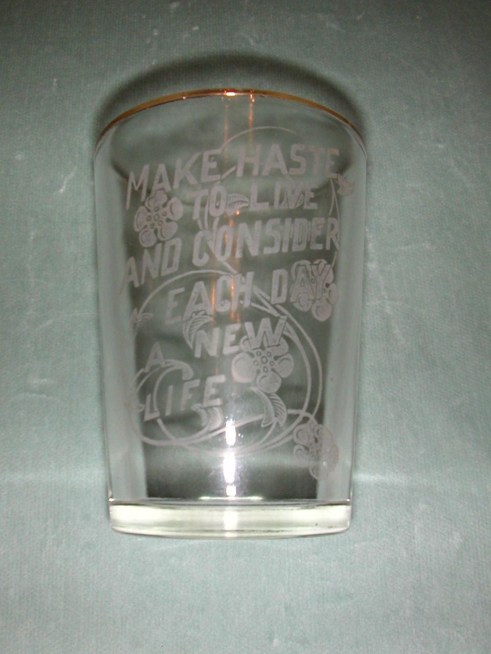 Crystal Etched "New Life" Motto Tumbler. Crystal Etched "New Life" Motto Tumbler.