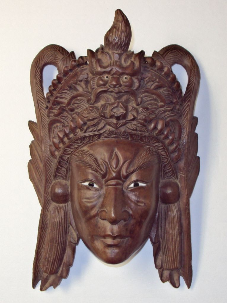 Antique Chinese Rosewood Carved Wood Mask Glass eyes 1850 Antique Chinese Rosewood Carved Wood Mask Glass eyes 1850