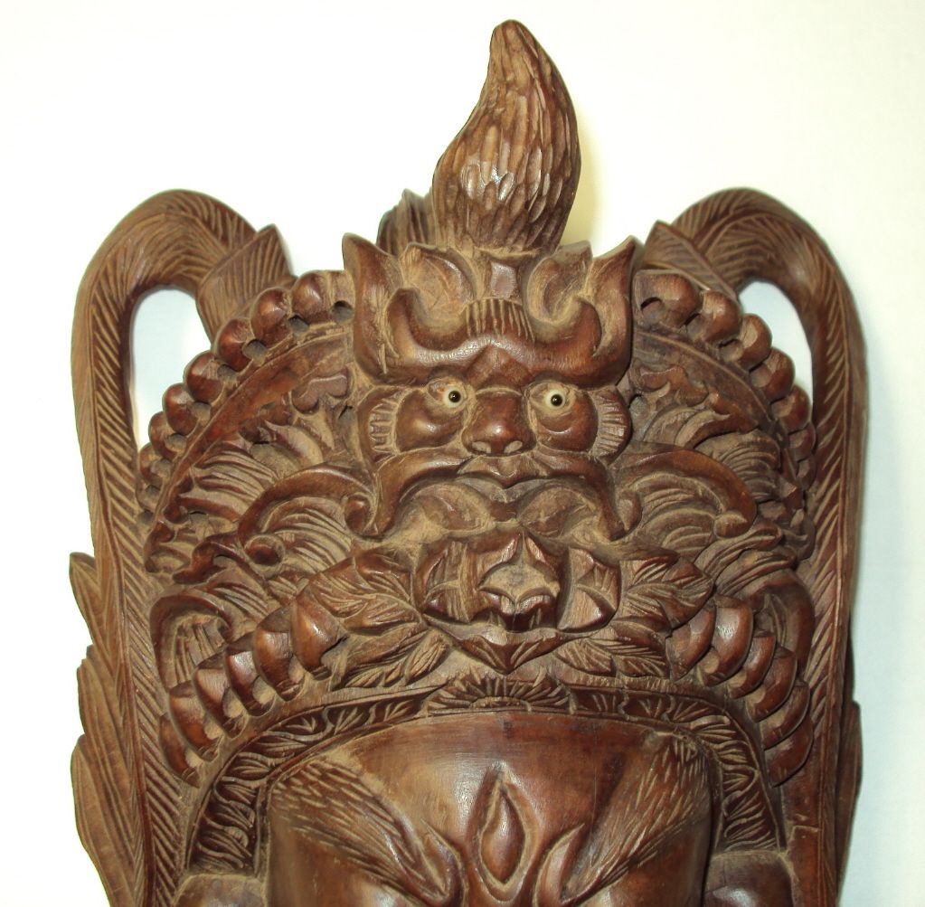 Antique Chinese Rosewood Carved Wood Mask Glass eyes 1850 Antique Chinese Rosewood Carved Wood Mask Glass eyes 1850