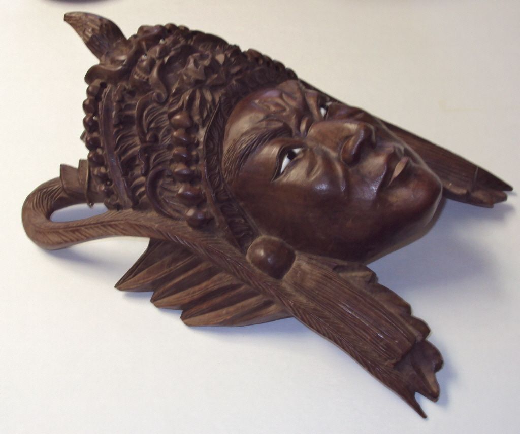 Antique Chinese Rosewood Carved Wood Mask Glass eyes 1850 Antique Chinese Rosewood Carved Wood Mask Glass eyes 1850