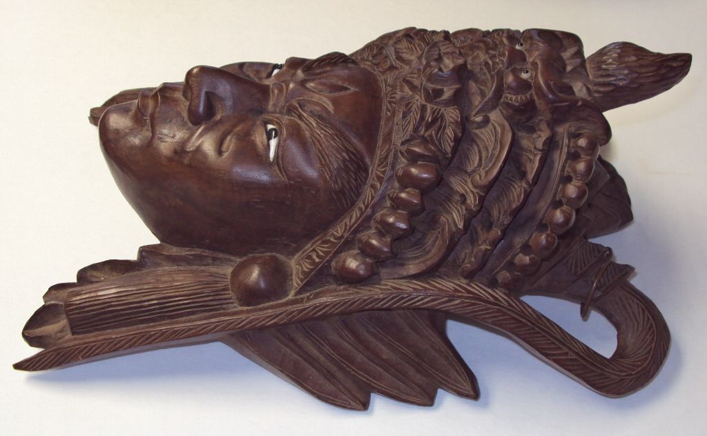 Antique Chinese Rosewood Carved Wood Mask Glass eyes 1850 Antique Chinese Rosewood Carved Wood Mask Glass eyes 1850