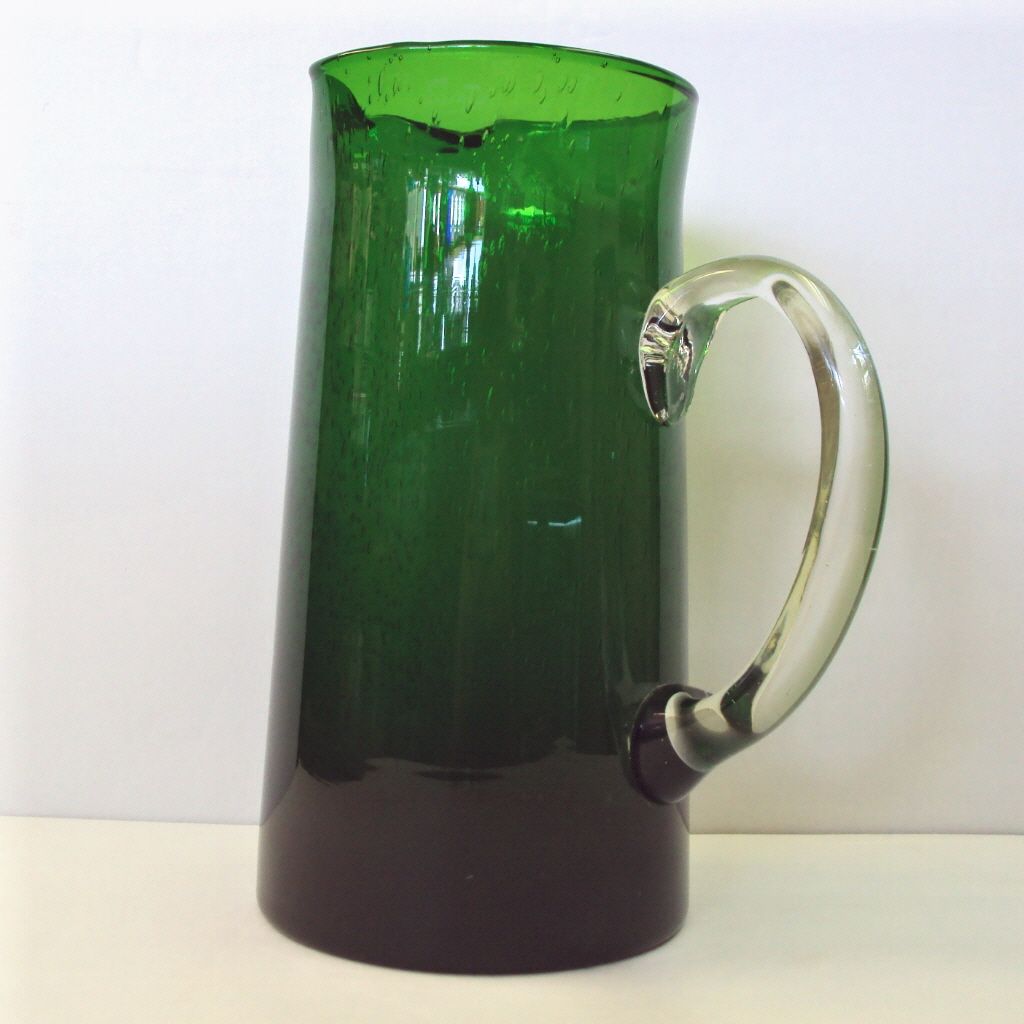 Green Blown Glass Pitcher Green Blown Glass Pitcher