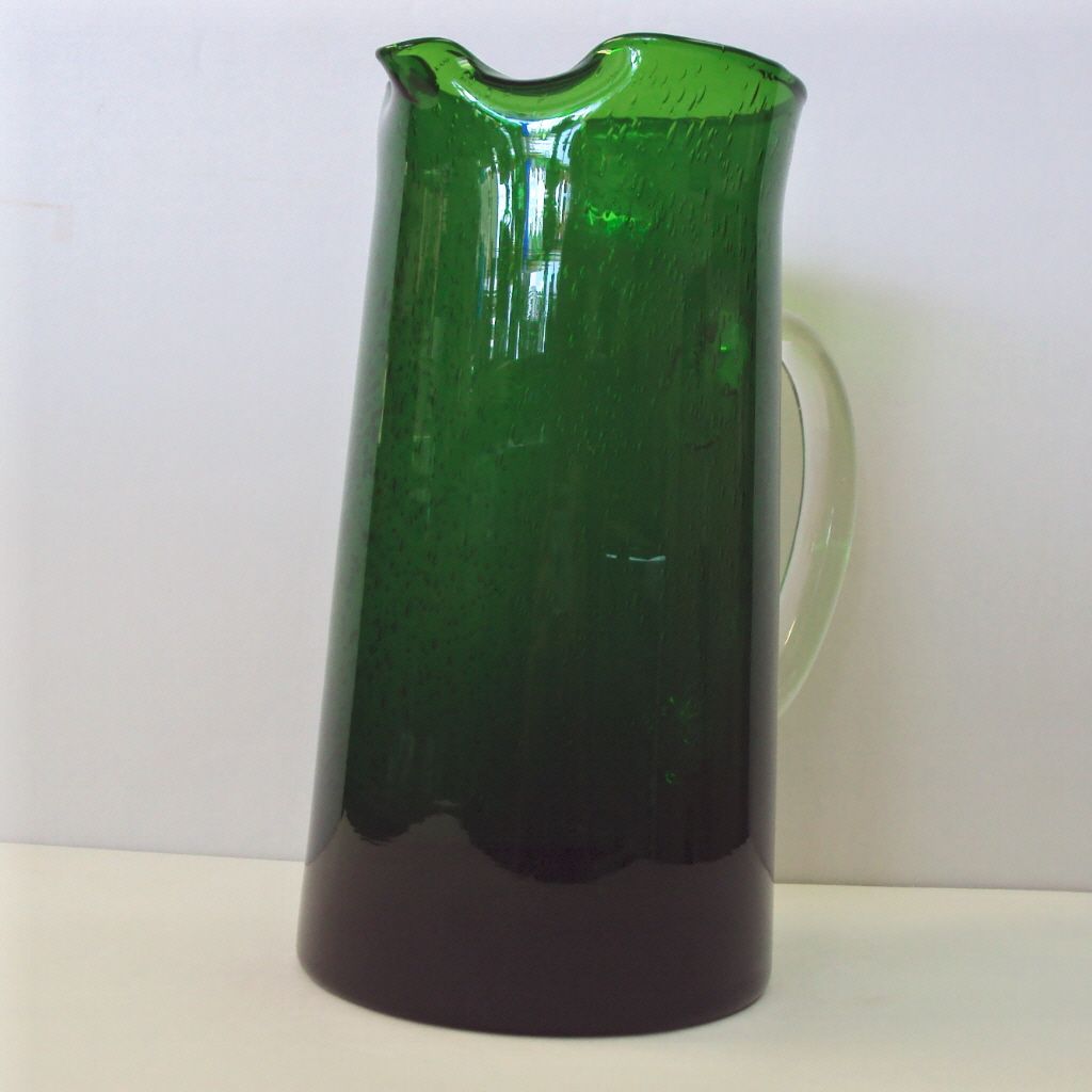 Green Blown Glass Pitcher Green Blown Glass Pitcher