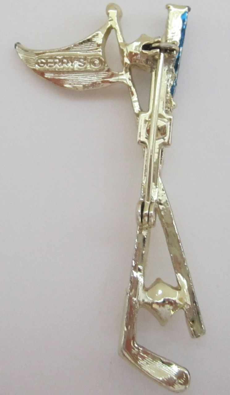 Charming Vintage Gerry's Enameled Golf Clubs Pin or Brooch Charming Vintage Gerry's Enameled Golf Clubs Pin or Brooch