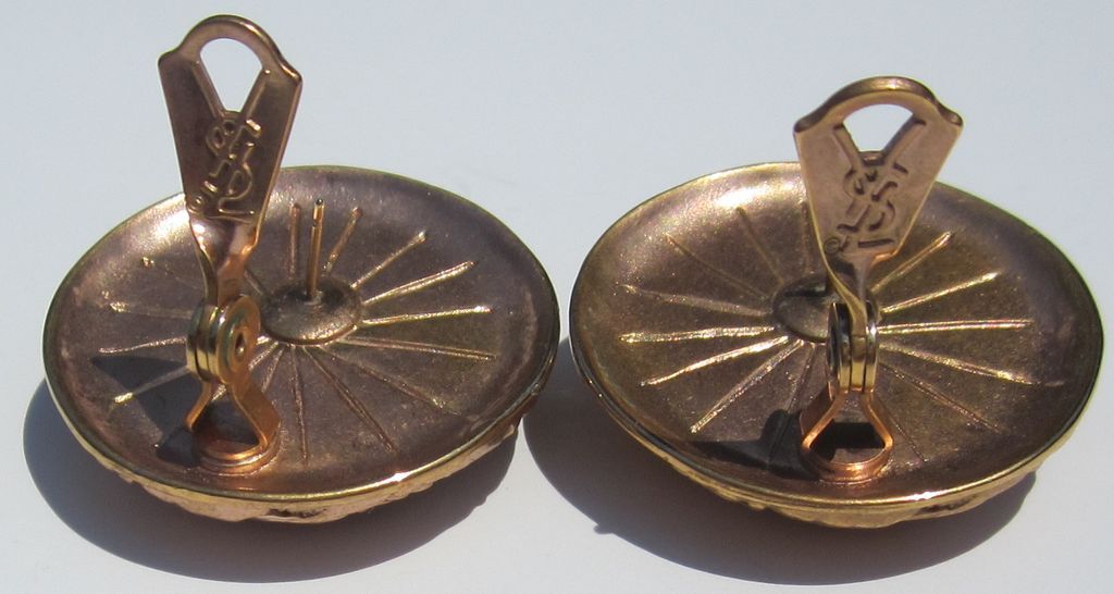 Bold Vintage YSL Pierced Round Gold Tone Earrings Bold Vintage YSL Pierced Round Gold Tone Earrings