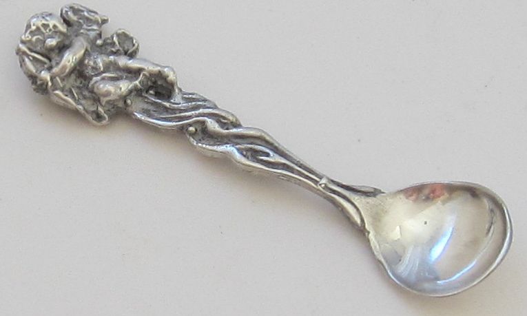 Sweetest Vintage Sterling Silver Cupid Salt Spoon Sweetest Vintage Sterling Silver Cupid Salt Spoon