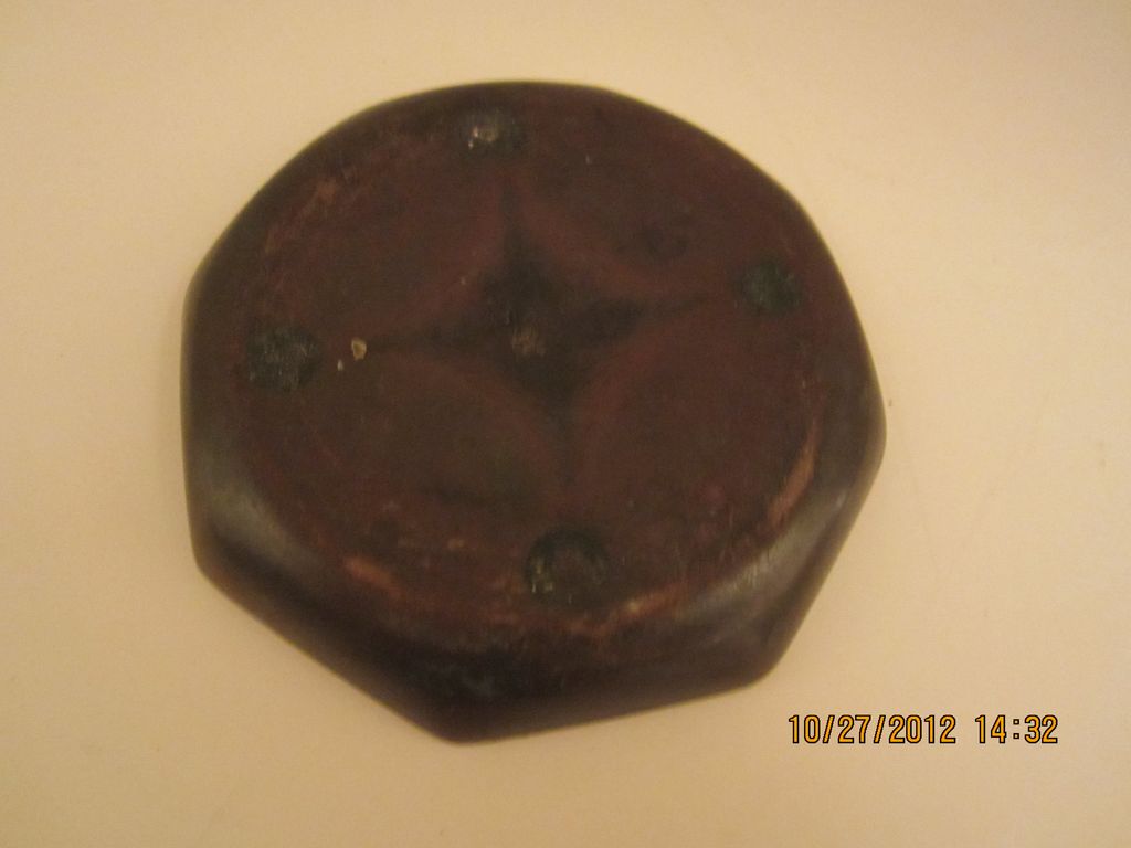 Octagonal Roycroft Copper Ashtray with Center Design Octagonal Roycroft Copper Ashtray with Center Design