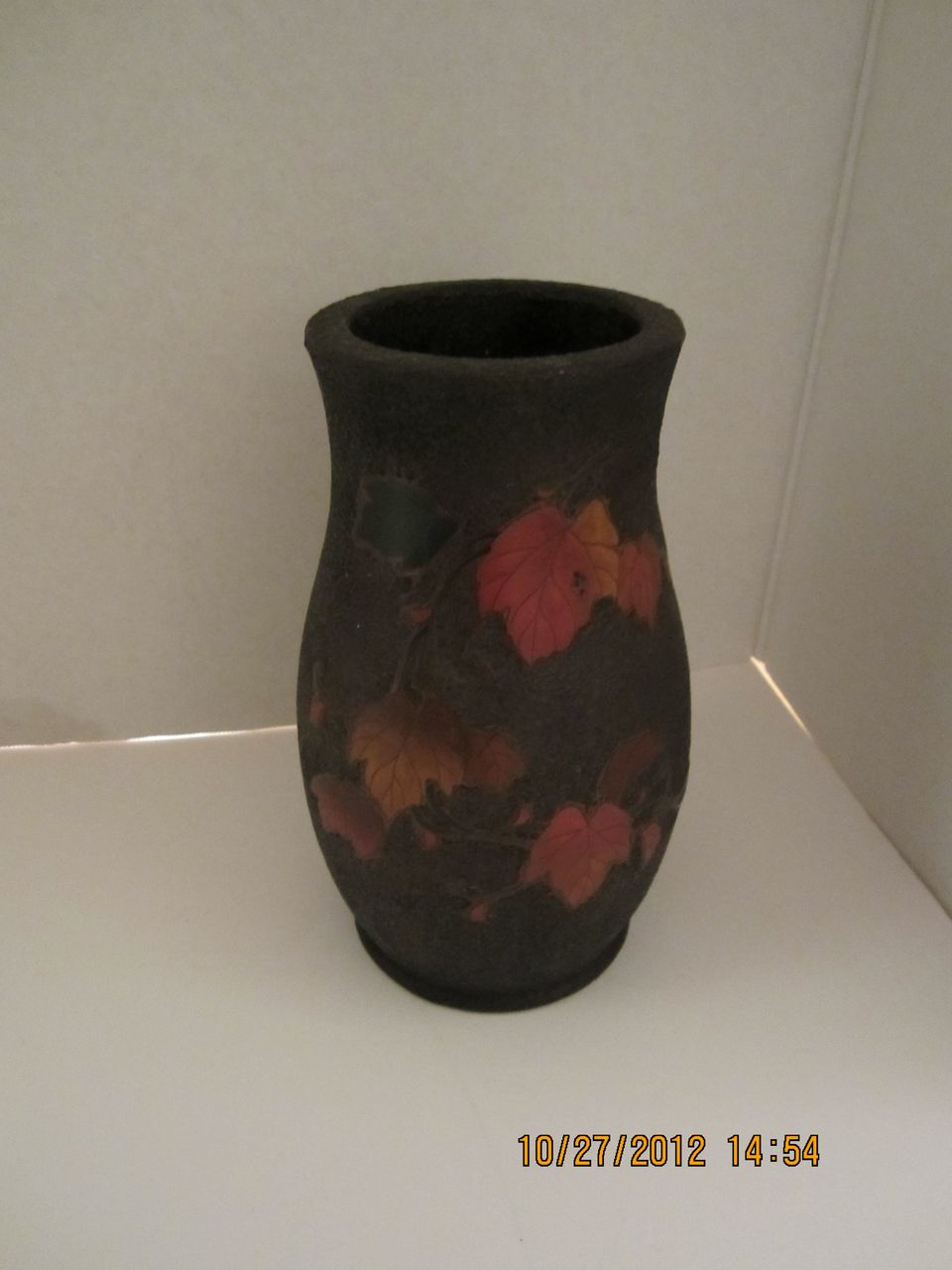 Tree Bark Cloisonne Vase with Leaves Tree Bark Cloisonne Vase with Leaves