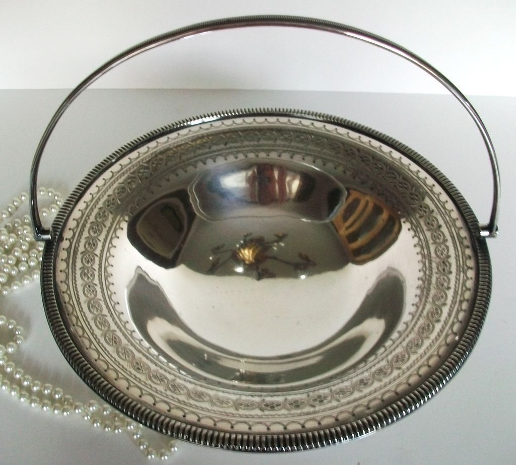 Silverplate Bridal Basket Martin Hall & Co c1854 Silverplate Bridal Basket Martin Hall & Co c1854