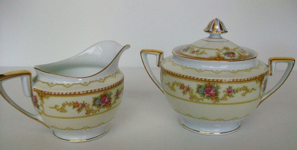 Noritake China Allure Sugar Bowl and Creamer C 1933 Noritake China Allure Sugar Bowl and Creamer C 1933