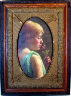 Painter Unknown_Young Woman Smelling a Rose Painter Unknown_Young Woman Smelling a Rose