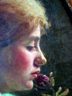 Painter Unknown_Young Woman Smelling a Rose Painter Unknown_Young Woman Smelling a Rose