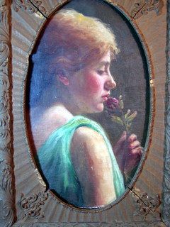 Painter Unknown_Young Woman Smelling a Rose Painter Unknown_Young Woman Smelling a Rose