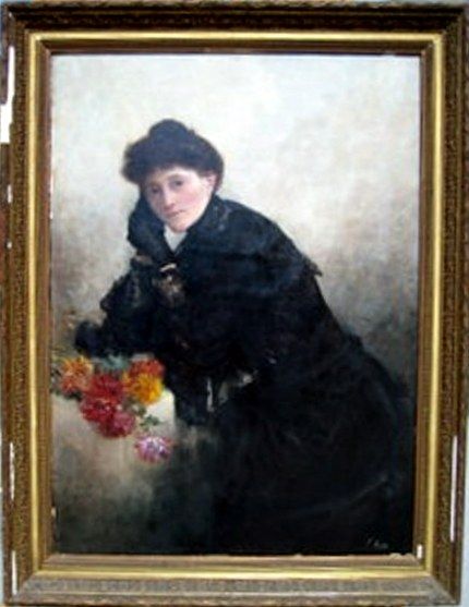 Portrait of a Woman in Black. Signed. Supposedly E.Leroux 20c Portrait of a Woman in Black. Signed. Supposedly E.Leroux 20c