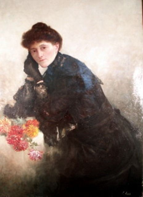 Portrait of a Woman in Black. Signed. Supposedly E.Leroux 20c Portrait of a Woman in Black. Signed. Supposedly E.Leroux 20c