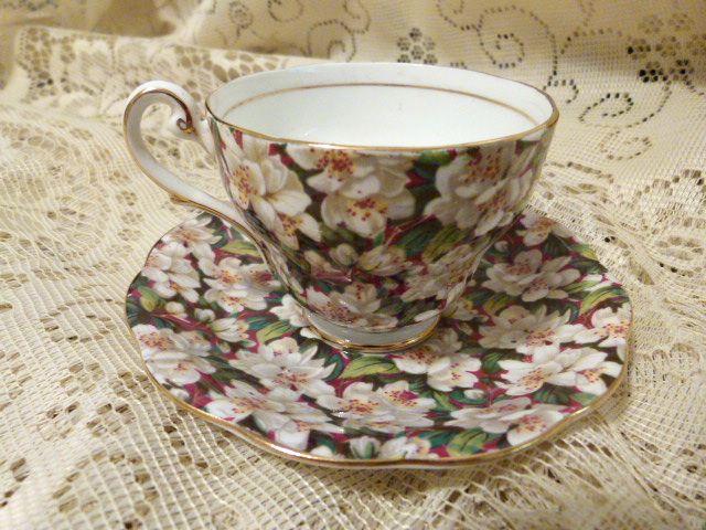 Royal Standard Peachtree Chintz Cup and Saucer Made in England Fine Bone China Royal Standard Peachtree Chintz Cup and Saucer Made in England Fine Bone China