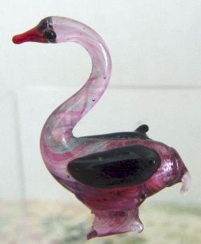 Amethyst Glass Hand Blown Swan Figure 1" l x 1.5" h Amethyst Glass Hand Blown Swan Figure 1" l x 1.5" h