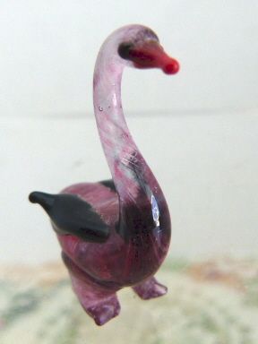 Amethyst Glass Hand Blown Swan Figure 1" l x 1.5" h Amethyst Glass Hand Blown Swan Figure 1" l x 1.5" h