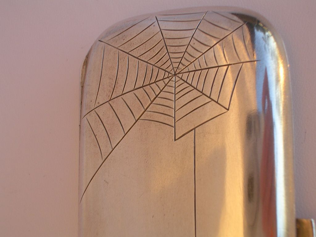 Silver Card Case-Sapphire Spider and Web Silver Card Case-Sapphire Spider and Web