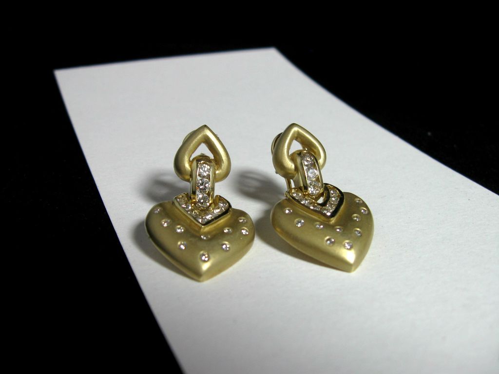 Elegant Estate 14K Yellow Gold +1.50ct Diamond Earrings Elegant Estate 14K Yellow Gold +1.50ct Diamond Earrings