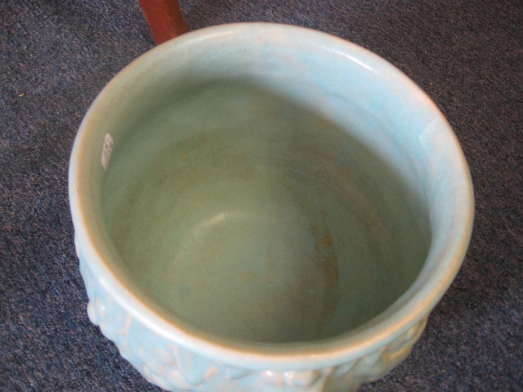Early McCoy Pottery Glazed Powder Blue Basket Berries Leaves Early McCoy Pottery Glazed Powder Blue Basket Berries Leaves