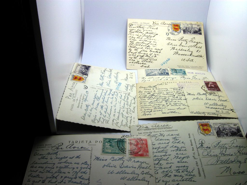 6 Int'l 1940's Postcards STAMPED to WELLESLEY College from Paris Italy etc. 6 Int'l 1940's Postcards STAMPED to WELLESLEY College from Paris Italy etc.