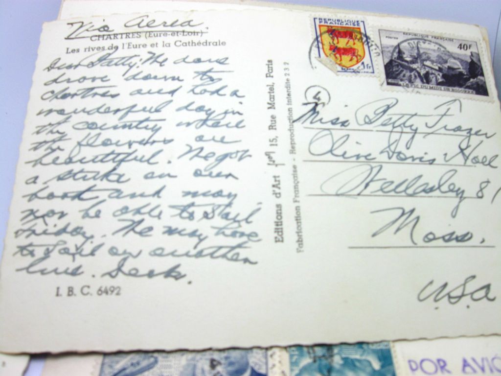 6 Int'l 1940's Postcards STAMPED to WELLESLEY College from Paris Italy etc. 6 Int'l 1940's Postcards STAMPED to WELLESLEY College from Paris Italy etc.
