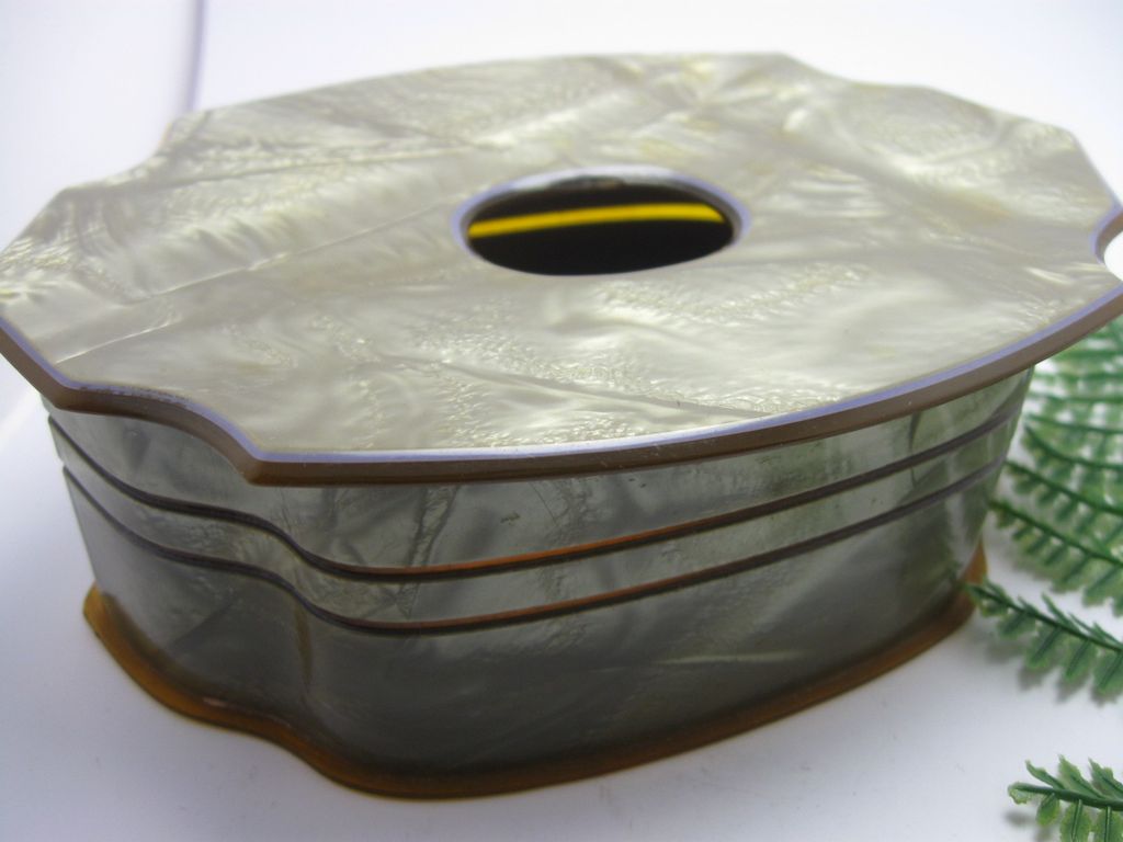 Vintage Celluloid Victorian Style Vanity Hair Catcher with Faux Abalone Shell finish Vintage Celluloid Victorian Style Vanity Hair Catcher with Faux Abalone Shell finish