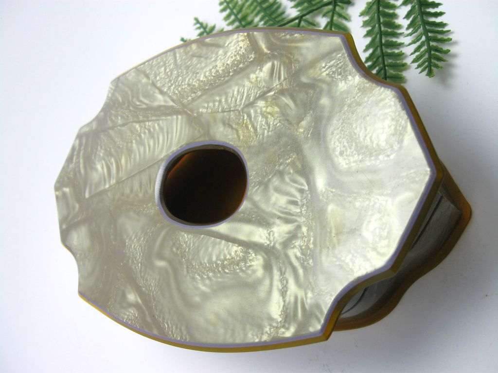 Vintage Celluloid Victorian Style Vanity Hair Catcher with Faux Abalone Shell finish Vintage Celluloid Victorian Style Vanity Hair Catcher with Faux Abalone Shell finish