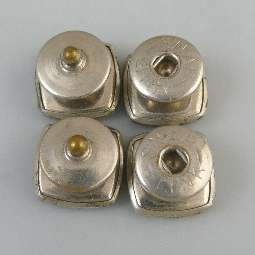 Vintage Snap Link Cufflinks With Enamel and Mother of Pearl from