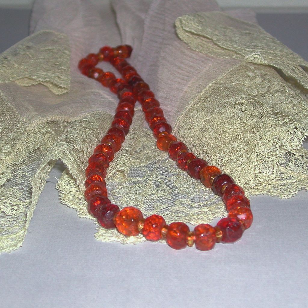Egg Yolk Honey Butterscotch Cherry Faceted Amber Necklace early 1900s Egg Yolk Honey Butterscotch Cherry Faceted Amber Necklace early 1900s