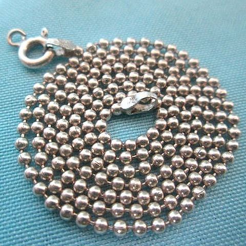 Vintage 925 Sterling Silver Beaded Necklace Signed Italy Vintage 925 Sterling Silver Beaded Necklace Signed Italy