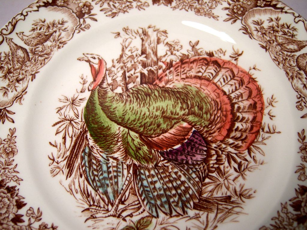 Johnson Bros. Wild Turkeys Brown, Native American Salad Plate Johnson Bros. Wild Turkeys Brown, Native American Salad Plate