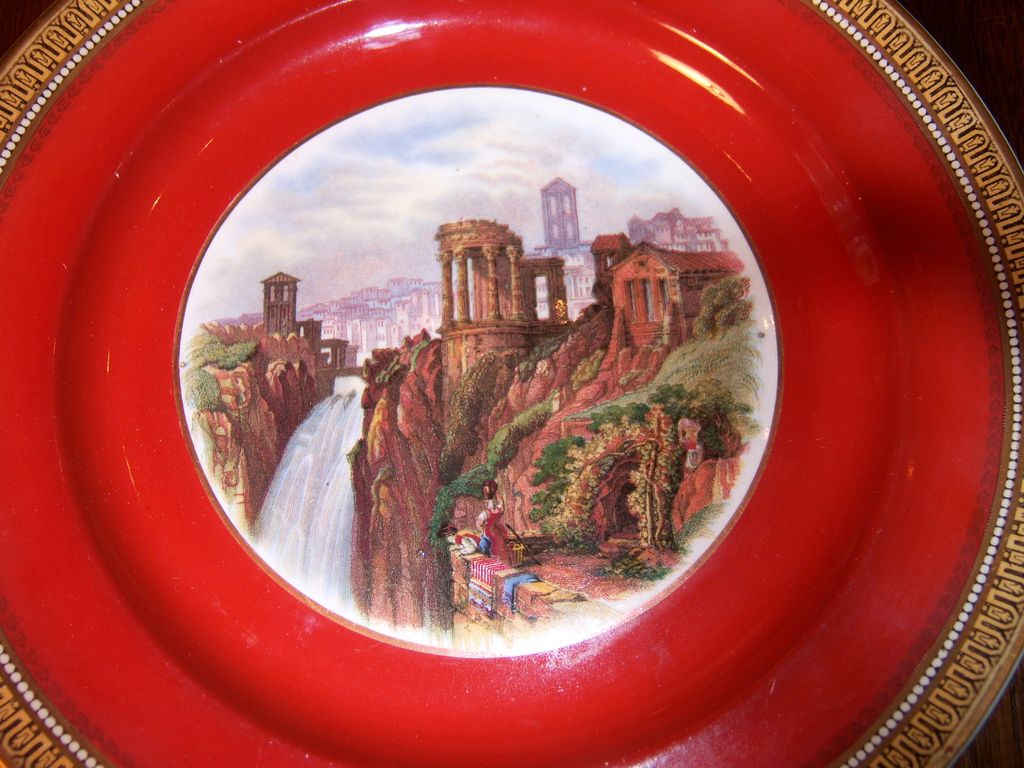 Prattware, "City Scene, Waterfall, Women" F. & R. Pratt & Co. Prattware, "City Scene, Waterfall, Women" F. & R. Pratt & Co.