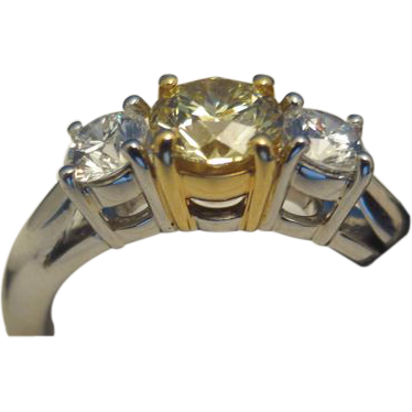 .50 GIA Certified Fancy Diamond Jewelry Ring Set In Platinum .50 GIA Certified Fancy Diamond Jewelry Ring Set In Platinum