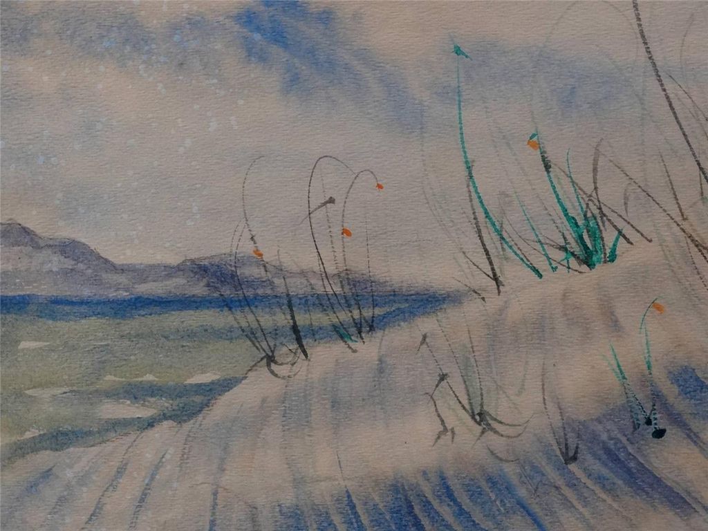 Thomas Hermansader Original Watercolor " Sand Dune " w/COA Thomas Hermansader Original Watercolor " Sand Dune " w/COA