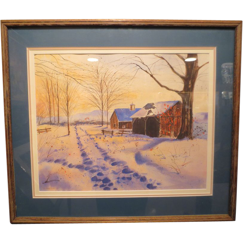 Original Thomas Hermansader Watercolor " Day's End " w/COA Original Thomas Hermansader Watercolor " Day's End " w/COA