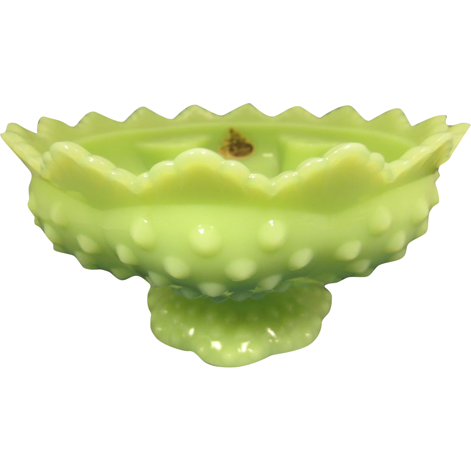 Fenton Green Scalloped Bowl (Candle Bowl) Fenton Green Scalloped Bowl (Candle Bowl)