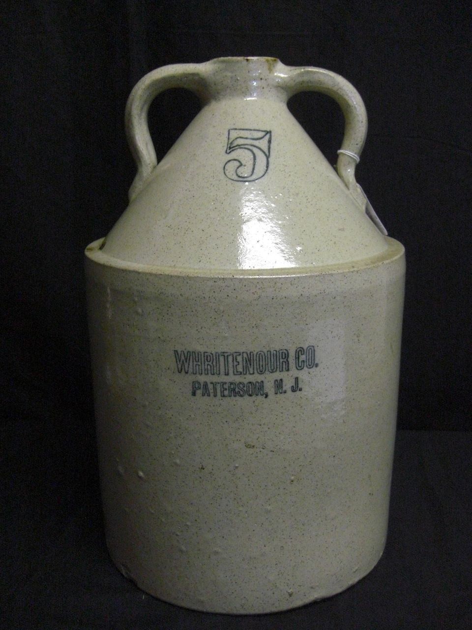 Stoneware Advertising Jug, 5 Gallon,Patterson, NJ. Stoneware Advertising Jug, 5 Gallon,Patterson, NJ.