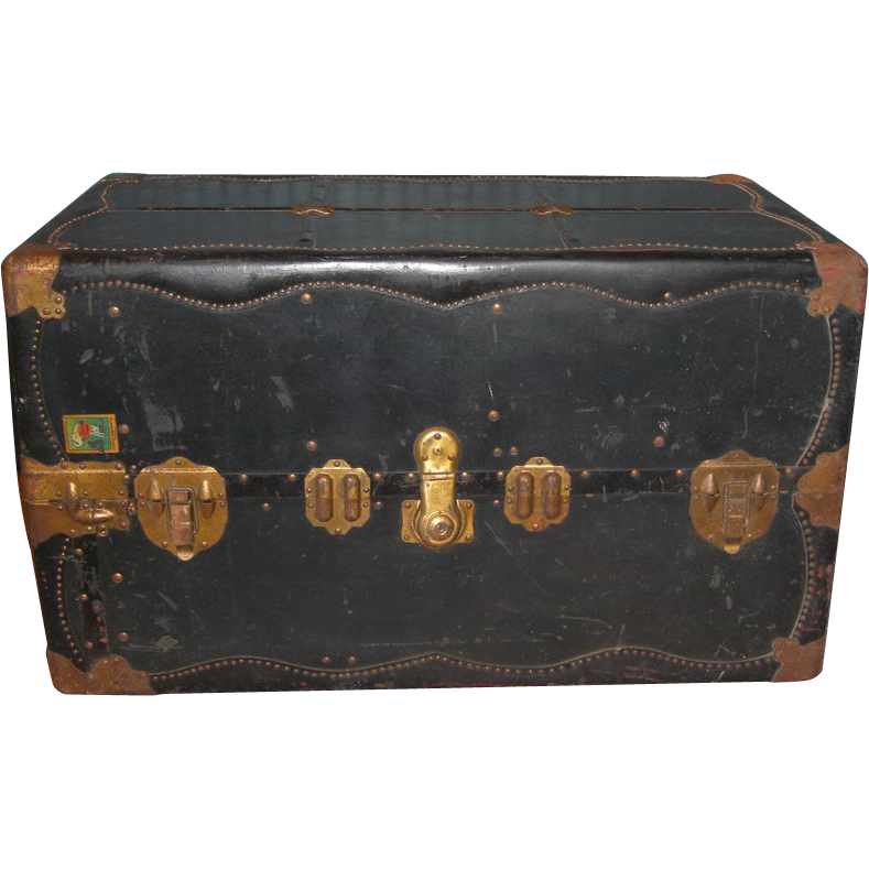 Antique C.A. Taylor Steamer Trunk in Blue WOW! Antique C.A. Taylor Steamer Trunk in Blue WOW!