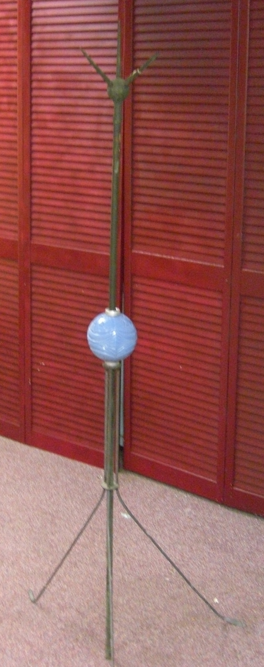 Superb Antique Lightening Rod with Rare Prong and Blue Glass WOW! Superb Antique Lightening Rod with Rare Prong and Blue Glass WOW!